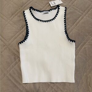 Nordstrom White Tank Top with Black Detailing